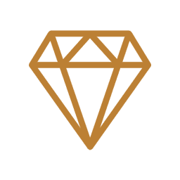 Icône marron d'un diamant taillé, symbolisant un kit de luxe ou un service haut de gamme.